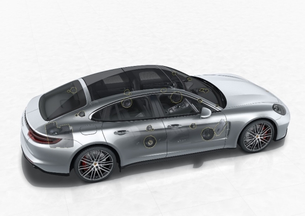 Auro-3D Lautsprecheranordnung im Porsche Panamera