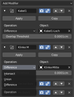 Der Boolean-Modifikator in Blender 2.8